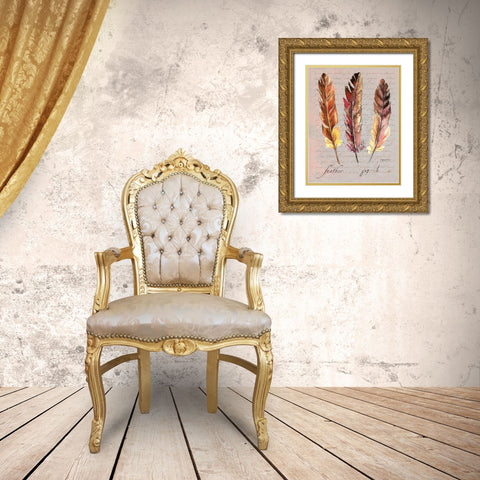 Feathers Fig 1 Gold Ornate Wood Framed Art Print with Double Matting by Gorham, Gregory