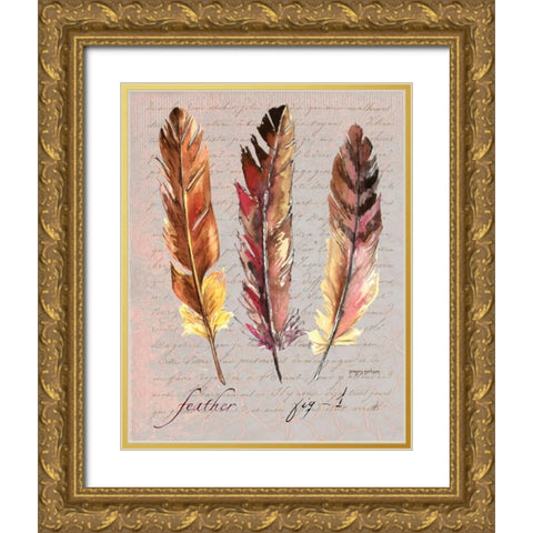 Feathers Fig 1 Gold Ornate Wood Framed Art Print with Double Matting by Gorham, Gregory