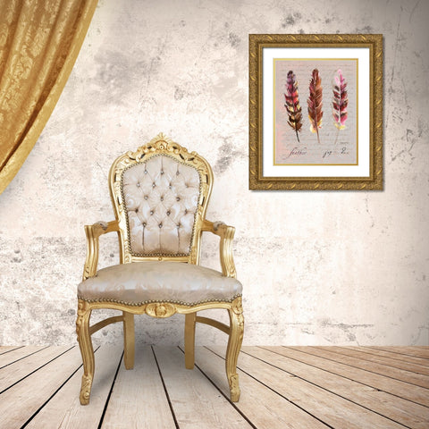 Feathers Fig 2 Gold Ornate Wood Framed Art Print with Double Matting by Gorham, Gregory