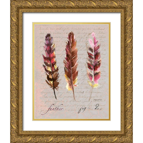Feathers Fig 2 Gold Ornate Wood Framed Art Print with Double Matting by Gorham, Gregory