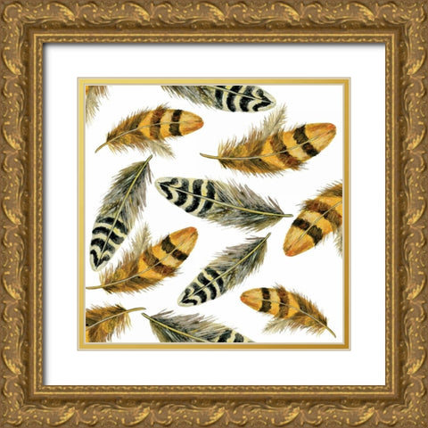 Feather Toss Gold Ornate Wood Framed Art Print with Double Matting by Gorham, Gregory