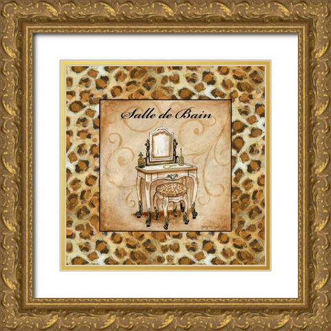 Leopard Salle de Bain Gold Ornate Wood Framed Art Print with Double Matting by Gorham, Gregory