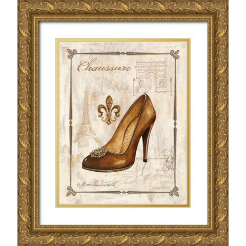 Keys to Paris Chaussure Gold Ornate Wood Framed Art Print with Double Matting by Gorham, Gregory