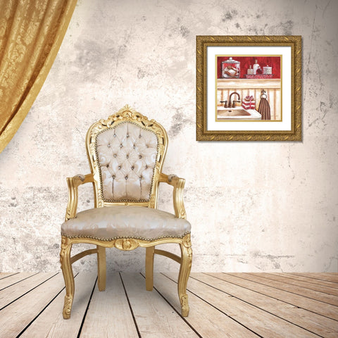 Red Bath I Gold Ornate Wood Framed Art Print with Double Matting by Gorham, Gregory