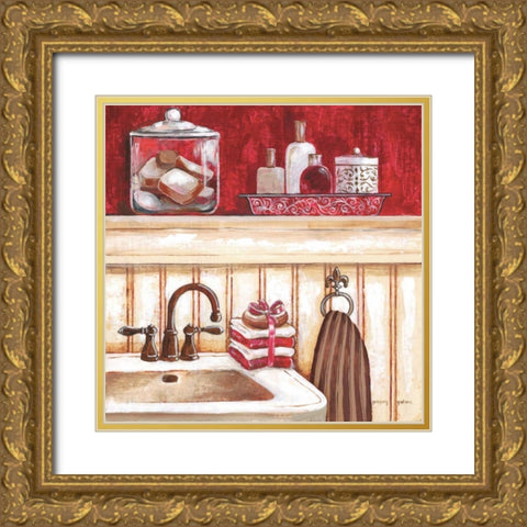 Red Bath I Gold Ornate Wood Framed Art Print with Double Matting by Gorham, Gregory