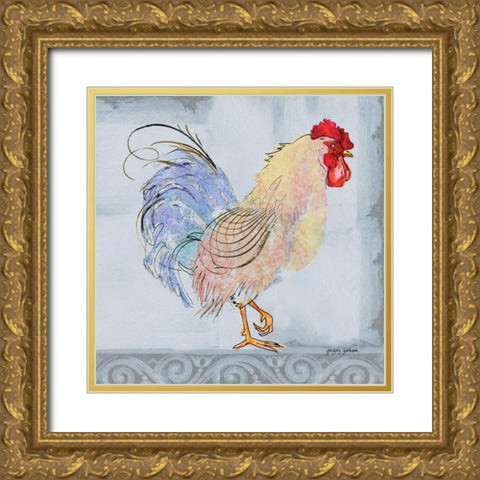 Good Morning Rooster I Gold Ornate Wood Framed Art Print with Double Matting by Gorham, Gregory
