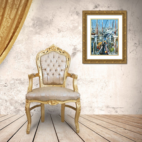 Mac Millian Wharf Gold Ornate Wood Framed Art Print with Double Matting by Gorham, Gregory