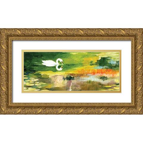 The Queens Swan Gold Ornate Wood Framed Art Print with Double Matting by Gorham, Gregory