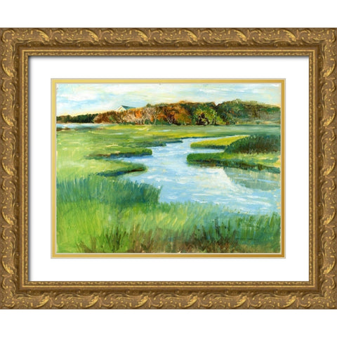 Cape Cod Salt Marsh Gold Ornate Wood Framed Art Print with Double Matting by Gorham, Gregory