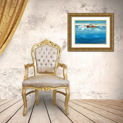 Winter Harbor Gold Ornate Wood Framed Art Print with Double Matting by Gorham, Gregory