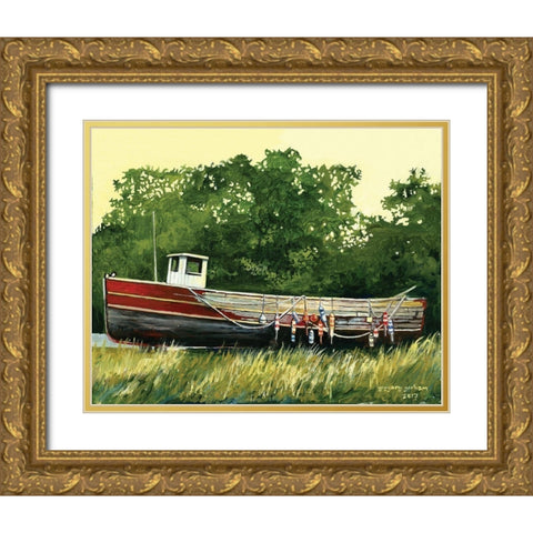 Waiting Repairs Gold Ornate Wood Framed Art Print with Double Matting by Gorham, Gregory