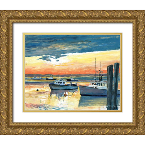 Fish Pier Channel Gold Ornate Wood Framed Art Print with Double Matting by Gorham, Gregory