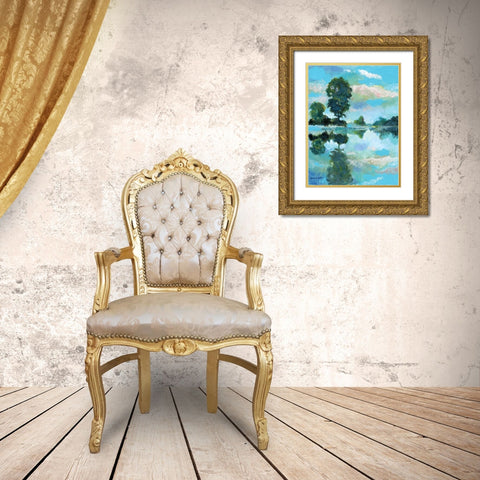 Lacamas Lake Gold Ornate Wood Framed Art Print with Double Matting by Gorham, Gregory