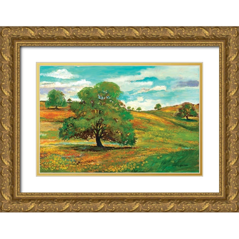 Wild Poppy Landscape I Gold Ornate Wood Framed Art Print with Double Matting by Gorham, Gregory