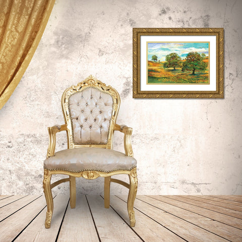 Wild Poppy Landscape II Gold Ornate Wood Framed Art Print with Double Matting by Gorham, Gregory