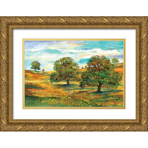 Wild Poppy Landscape II Gold Ornate Wood Framed Art Print with Double Matting by Gorham, Gregory
