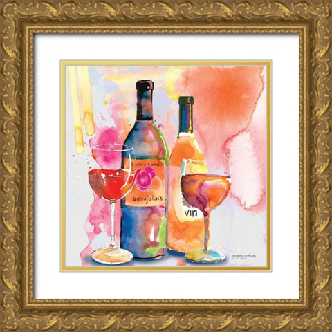 Nouveau Wines II Gold Ornate Wood Framed Art Print with Double Matting by Gorham, Gregory