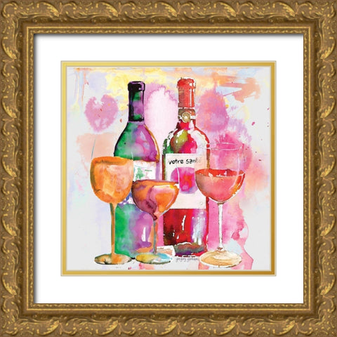 Nouveau Wines III Gold Ornate Wood Framed Art Print with Double Matting by Gorham, Gregory