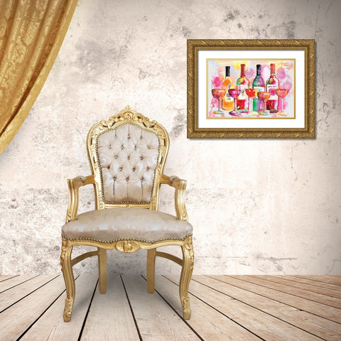 Nouveau Wines IV Gold Ornate Wood Framed Art Print with Double Matting by Gorham, Gregory