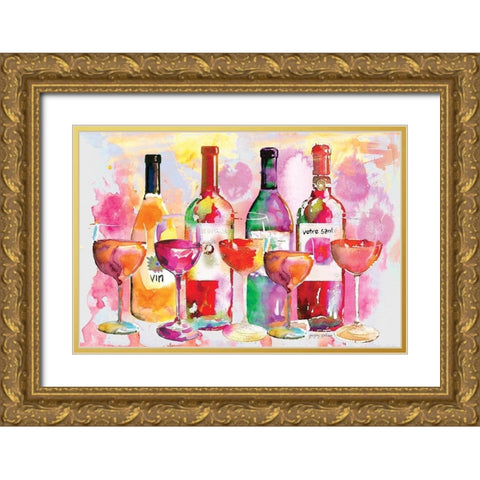 Nouveau Wines IV Gold Ornate Wood Framed Art Print with Double Matting by Gorham, Gregory