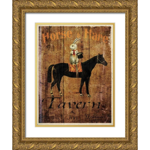 Horse and Hare Tavern Gold Ornate Wood Framed Art Print with Double Matting by Giacopelli, Jason