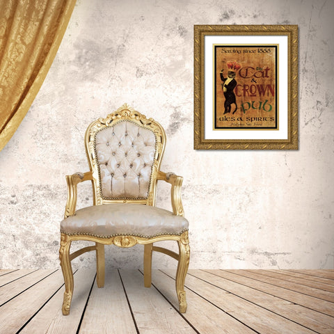 Cat and Crown Pub Gold Ornate Wood Framed Art Print with Double Matting by Giacopelli, Jason