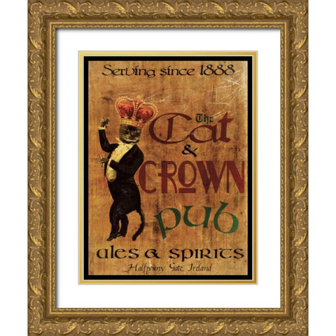 Cat and Crown Pub Gold Ornate Wood Framed Art Print with Double Matting by Giacopelli, Jason