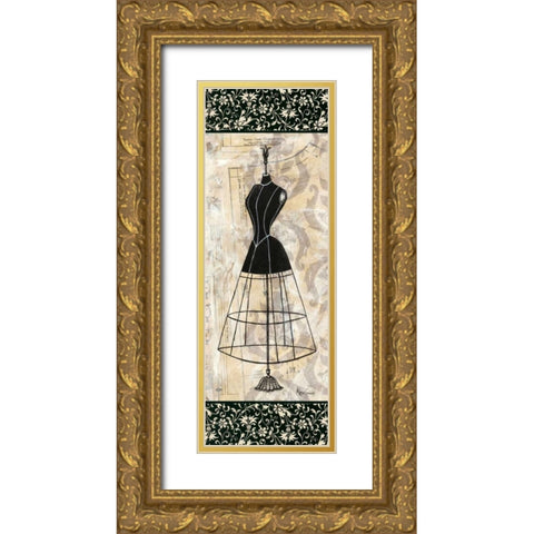 Dress Form Panel II Gold Ornate Wood Framed Art Print with Double Matting by Guinn, Katie