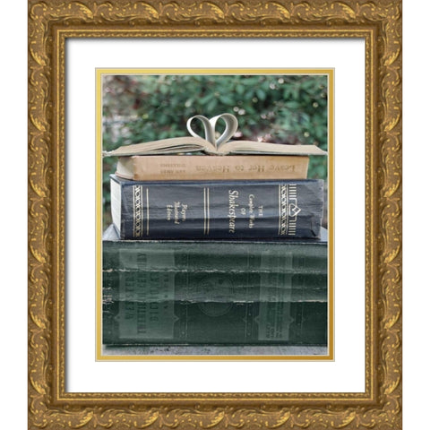 Love Books II Gold Ornate Wood Framed Art Print with Double Matting by Guinn, Katie