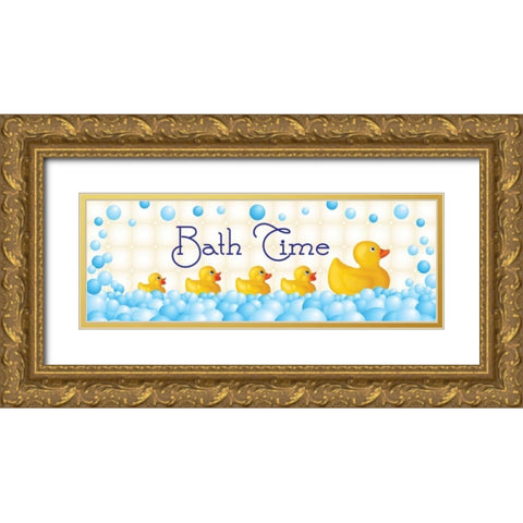 Bath Time Gold Ornate Wood Framed Art Print with Double Matting by Harbick, N