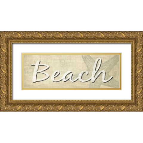 Beach Gold Ornate Wood Framed Art Print with Double Matting by Harbick, N