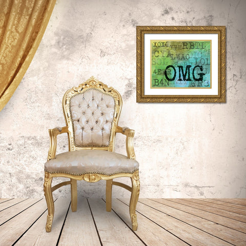 Text Logic II Gold Ornate Wood Framed Art Print with Double Matting by Harbick, N