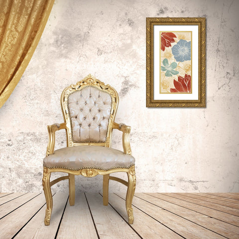 Vintage Flowers I Gold Ornate Wood Framed Art Print with Double Matting by Harbick, N