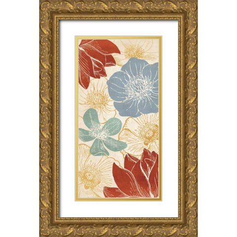 Vintage Flowers I Gold Ornate Wood Framed Art Print with Double Matting by Harbick, N