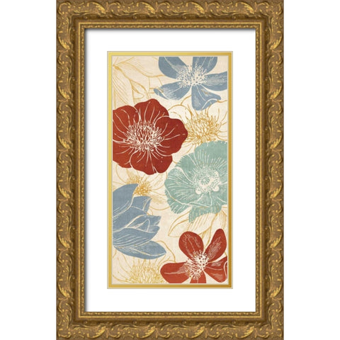 Vintage Flowers II Gold Ornate Wood Framed Art Print with Double Matting by Harbick, N