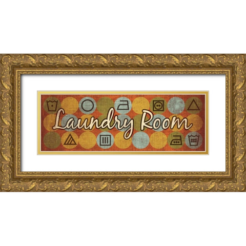 Laundry Symbols Panel I Gold Ornate Wood Framed Art Print with Double Matting by Harbick, N