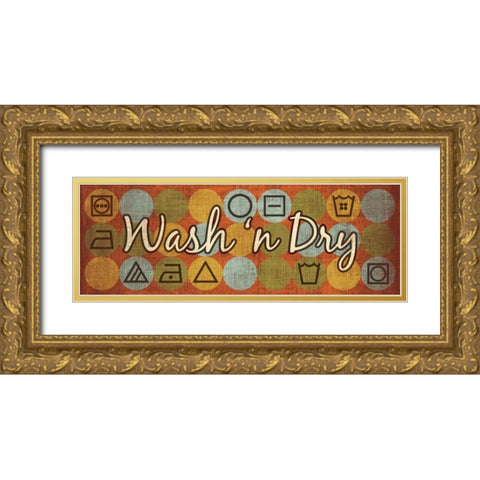 Laundry Symbols Panel II Gold Ornate Wood Framed Art Print with Double Matting by Harbick, N
