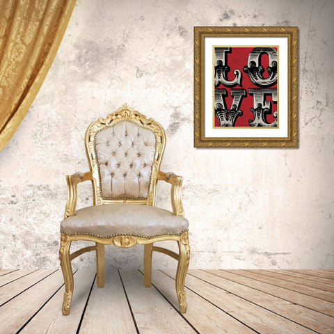 Love Sign Gold Ornate Wood Framed Art Print with Double Matting by Harbick, N