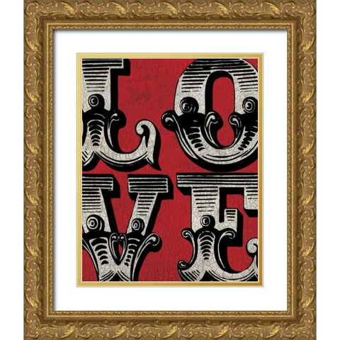 Love Sign Gold Ornate Wood Framed Art Print with Double Matting by Harbick, N