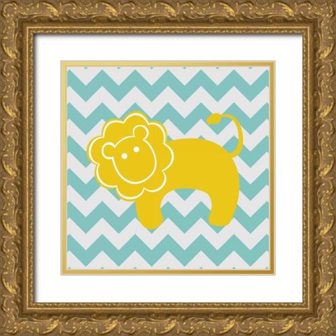 Chevron Lion Gold Ornate Wood Framed Art Print with Double Matting by Harbick, N