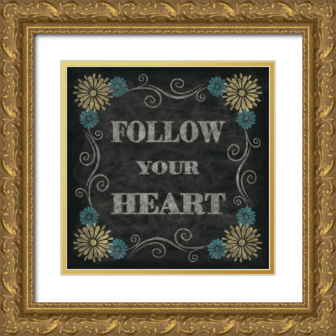 Chalkboard Inspirations I Gold Ornate Wood Framed Art Print with Double Matting by Harbick, N