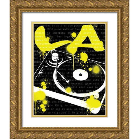 LA Turn Table Gold Ornate Wood Framed Art Print with Double Matting by Harbick, N
