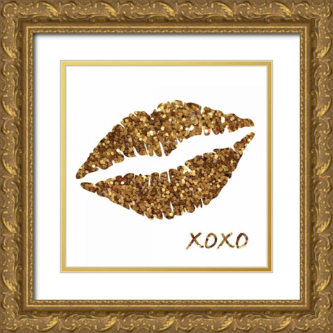 Glitter Lips Sq I Gold Ornate Wood Framed Art Print with Double Matting by Harbick, N.