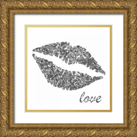 Glitter Lips Sq II Gold Ornate Wood Framed Art Print with Double Matting by Harbick, N.