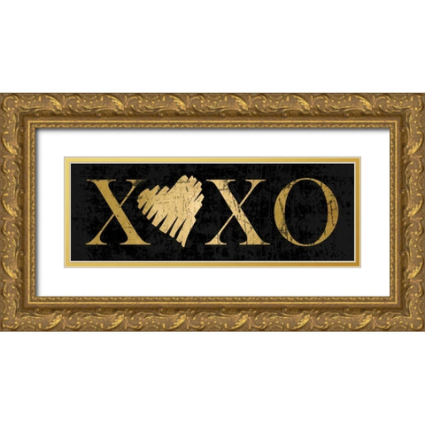 Gold XOXO Gold Ornate Wood Framed Art Print with Double Matting by Harbick, N.