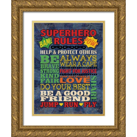 Superhero Rules Gold Ornate Wood Framed Art Print with Double Matting by Harbick, N.