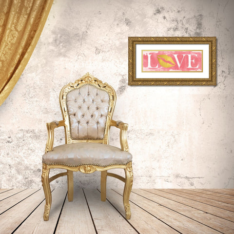 Pink Love Gold Ornate Wood Framed Art Print with Double Matting by Harbick, N.