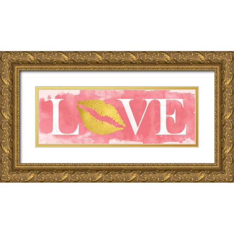 Pink Love Gold Ornate Wood Framed Art Print with Double Matting by Harbick, N.