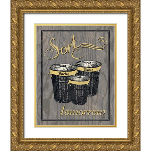 Sort - Gray Gold Ornate Wood Framed Art Print with Double Matting by Harbick, N.