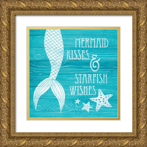 Mermaid Kisses Gold Ornate Wood Framed Art Print with Double Matting by Harbick, N.